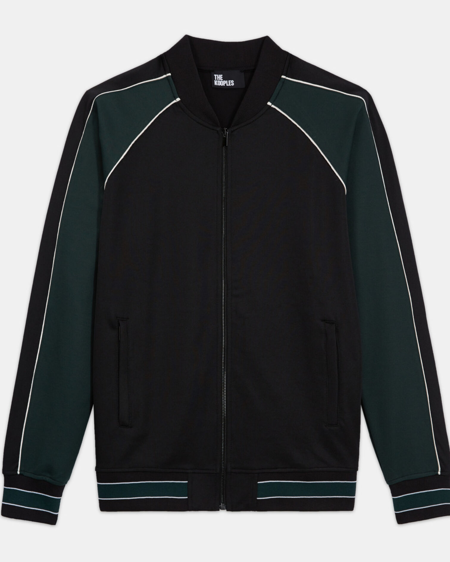 Sweatshirt zippé bicolore, VERT BOUTEILLE, hi-res image number null