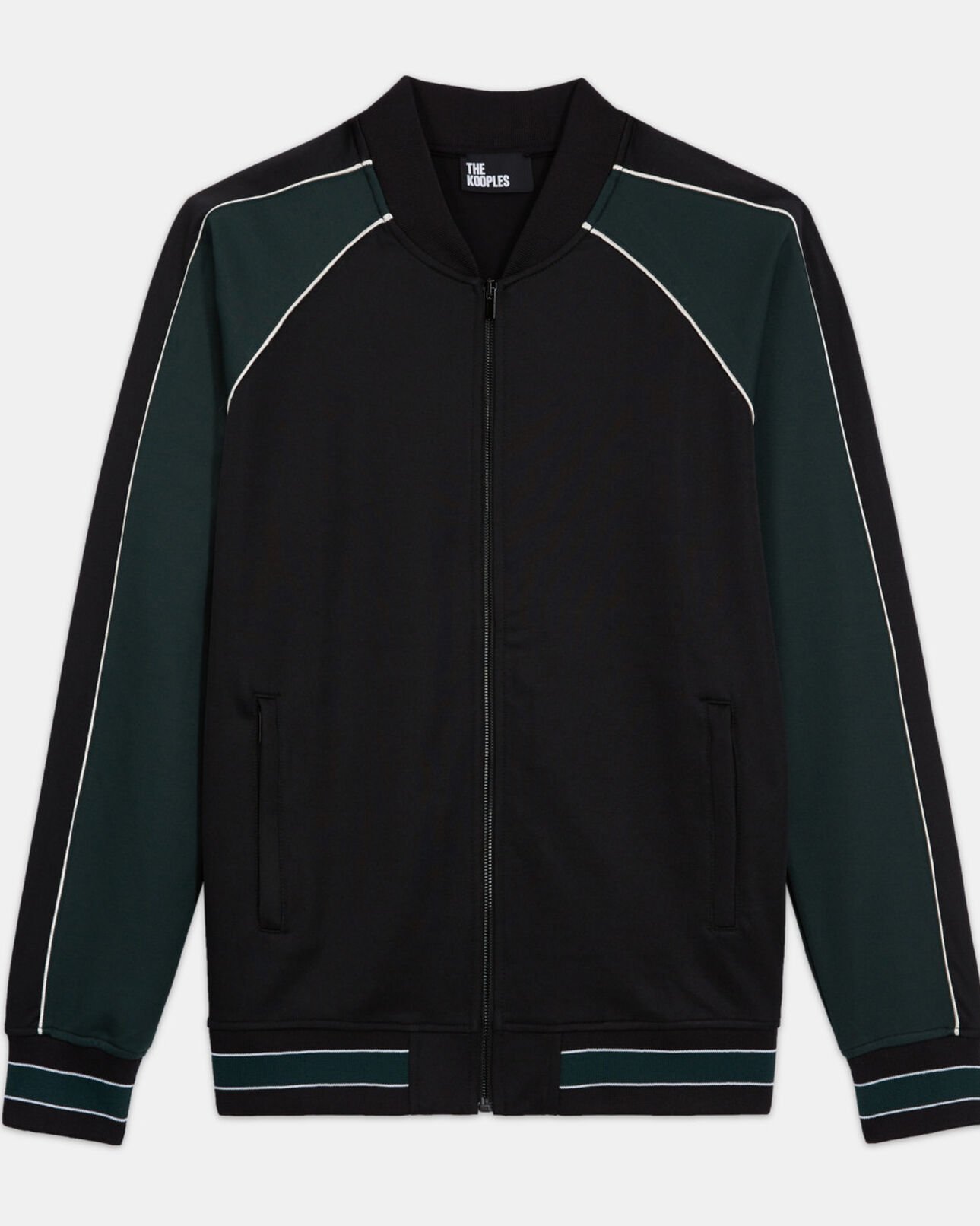 The Kooples HOMME VERT BOUTEILLE sweatshirt zippé bicolore