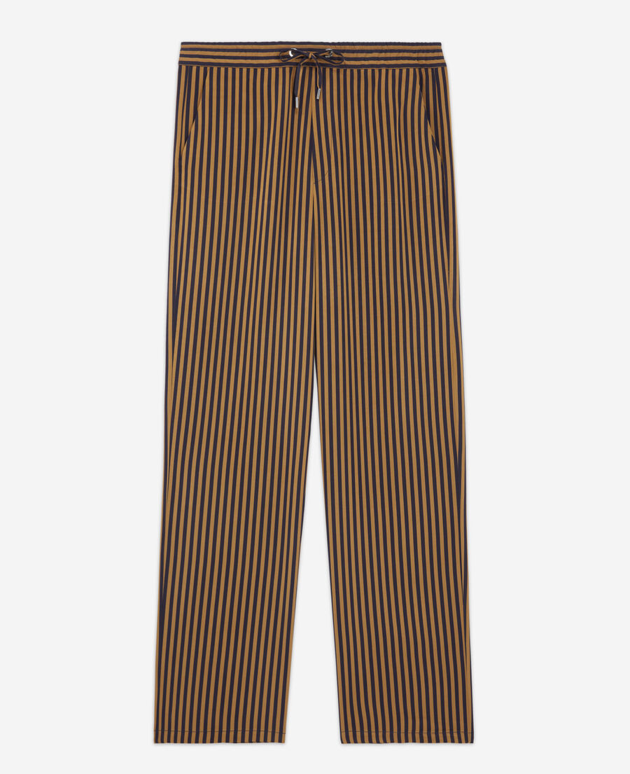 flowing straight-cut striped blue pants