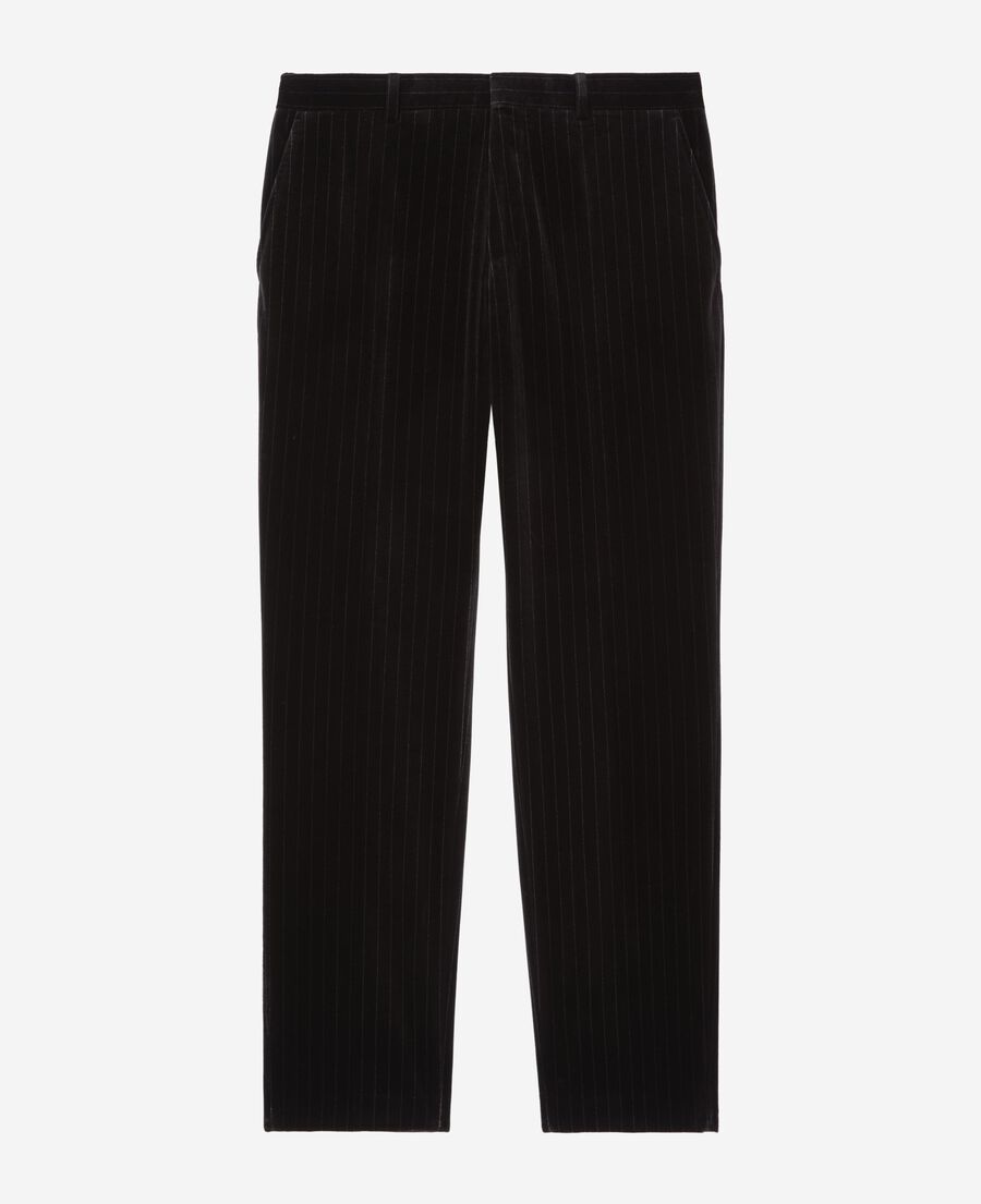The Kooples MEN BLACK straight black velvet suit pants