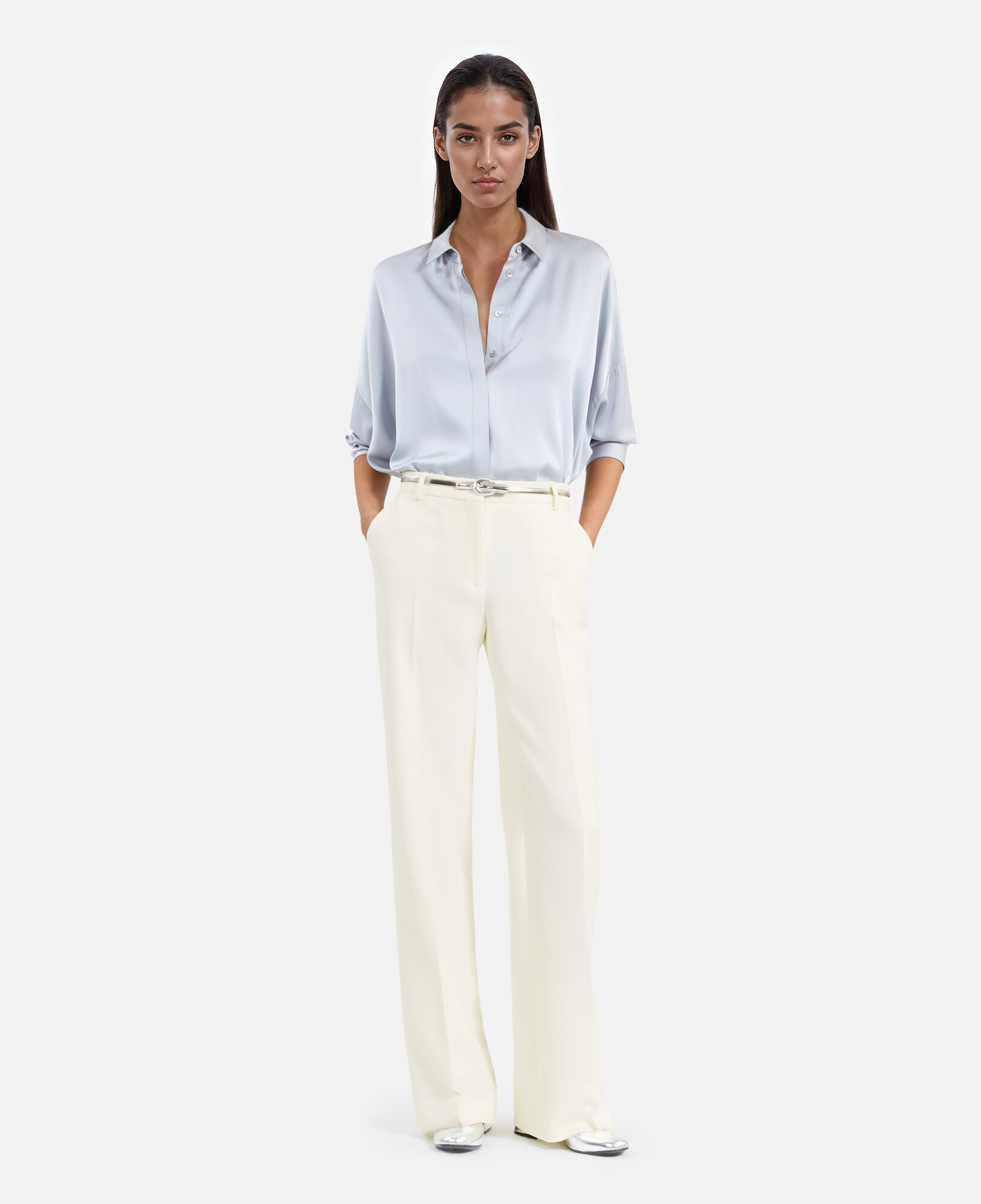 The Kooples DAMEN ECRU ecrufarbene anzughose aus krepp