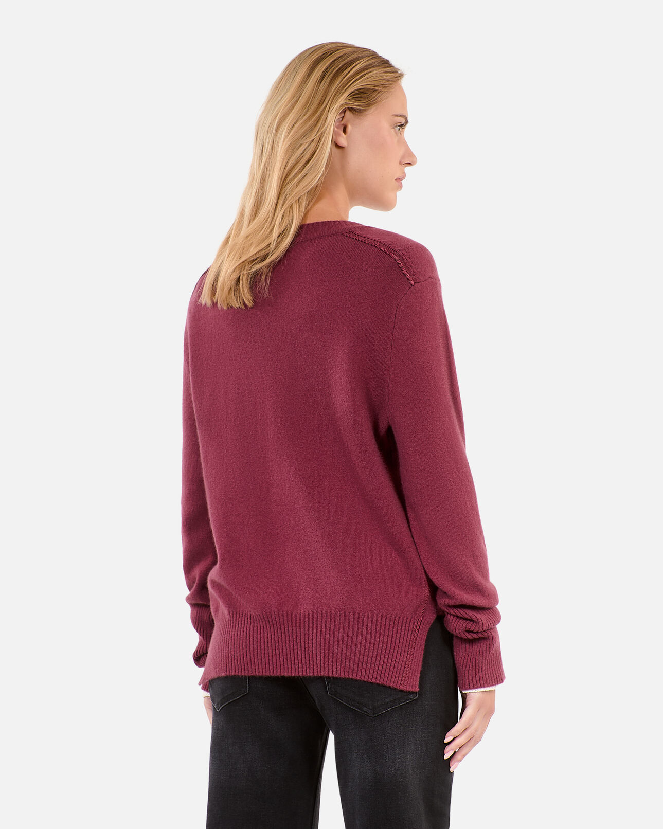 The Kooples WOMEN AUBERGINE burgundy cashmere sweater