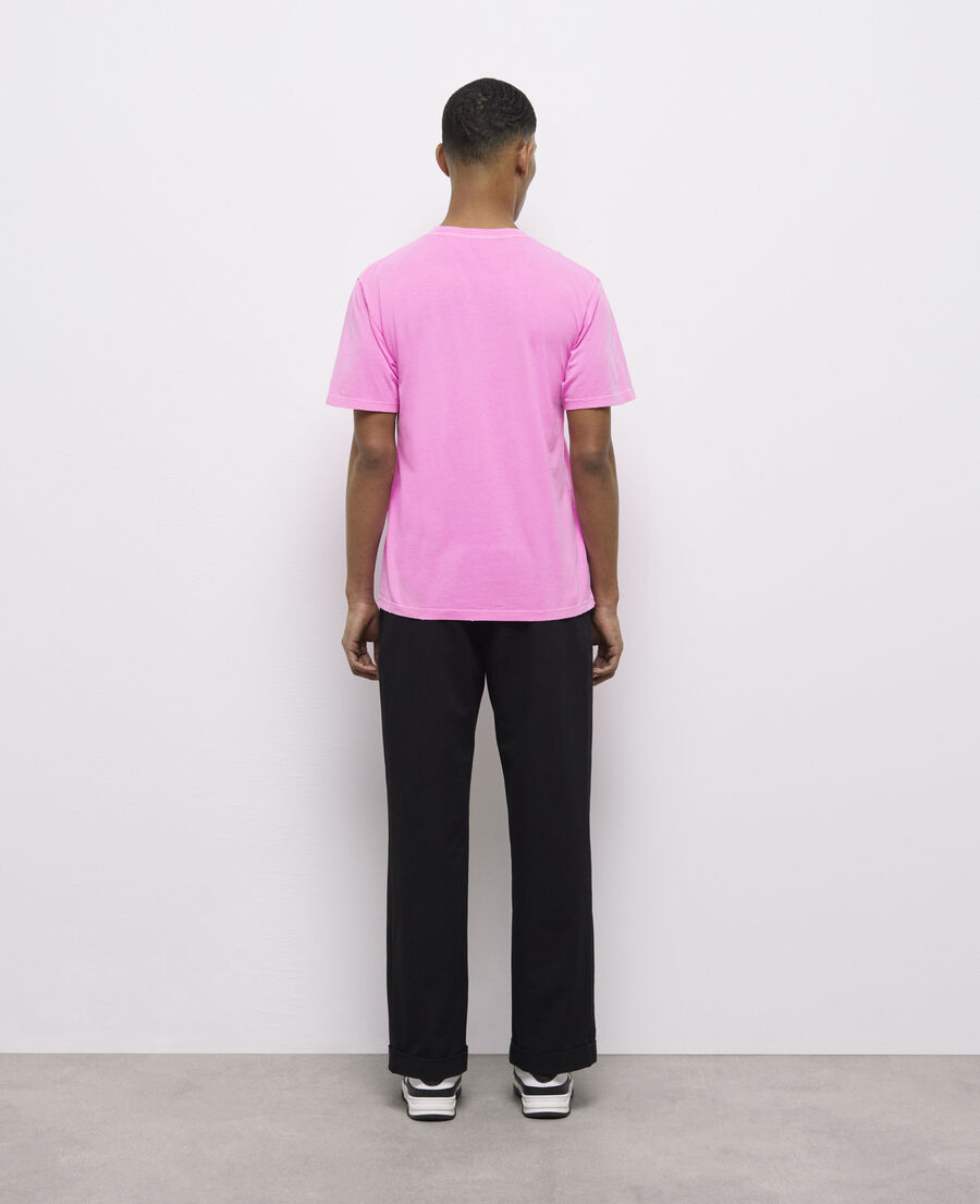 t-shirt homme rose fluo avec logo