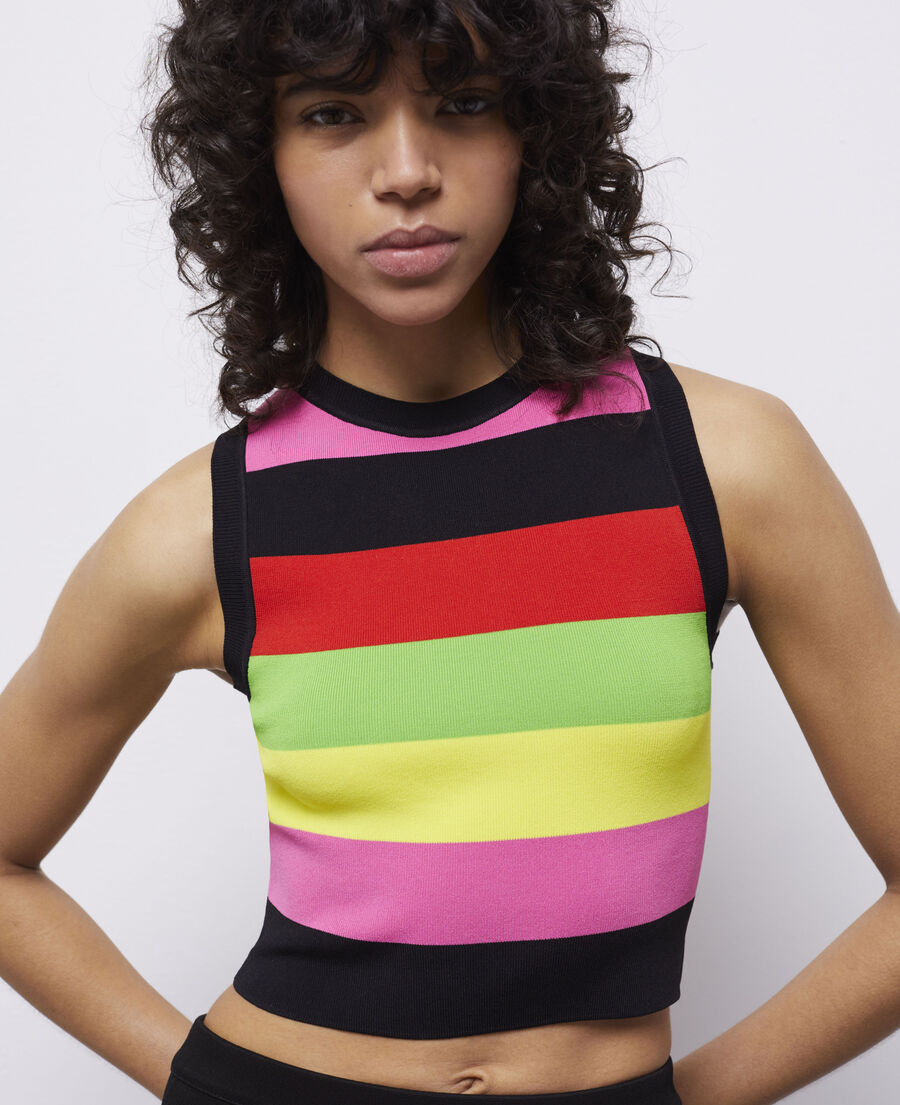 short multicolor striped sweater