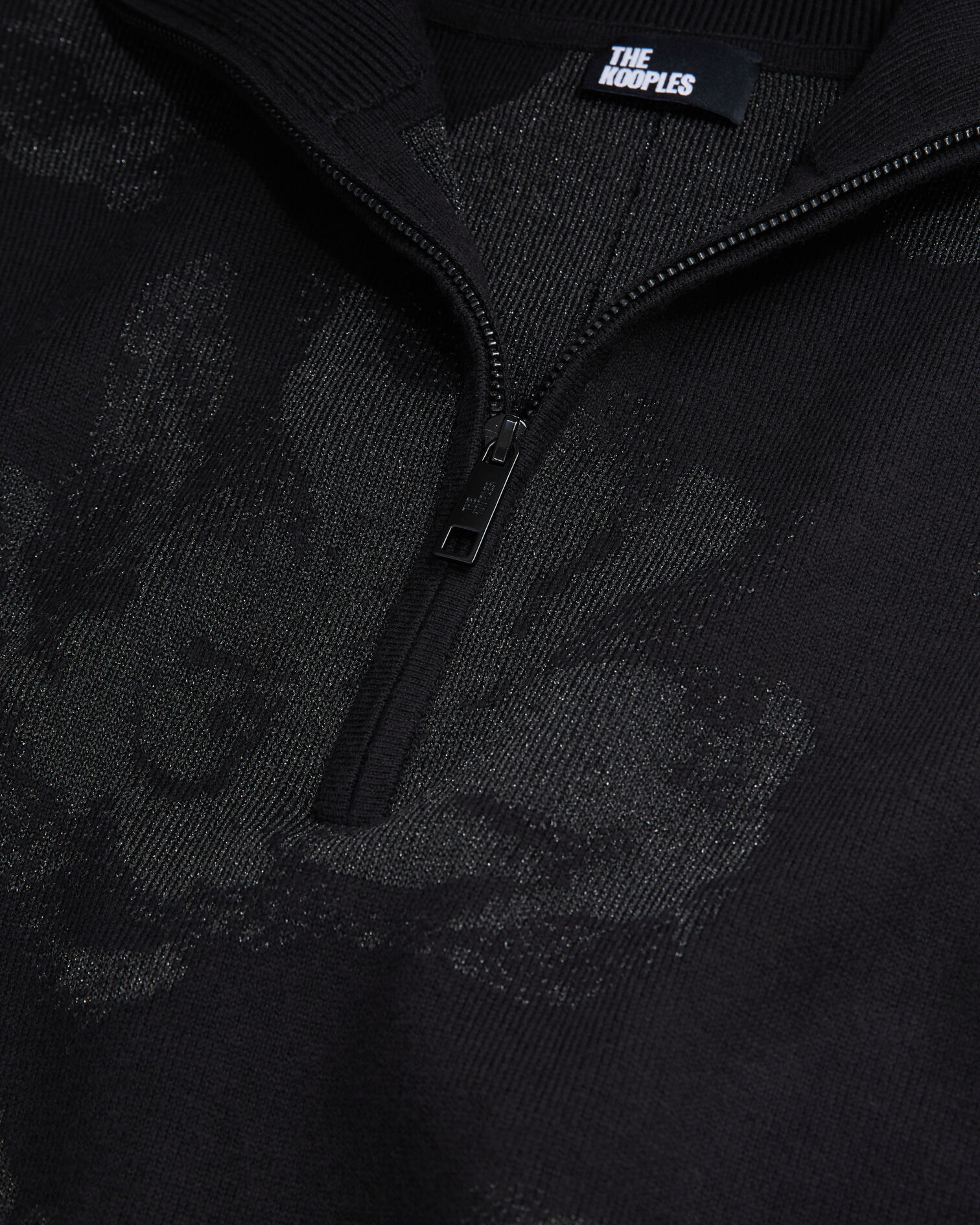 Black wool-blend sweater with silver details, BLACK/BLACK, hi-res image number null