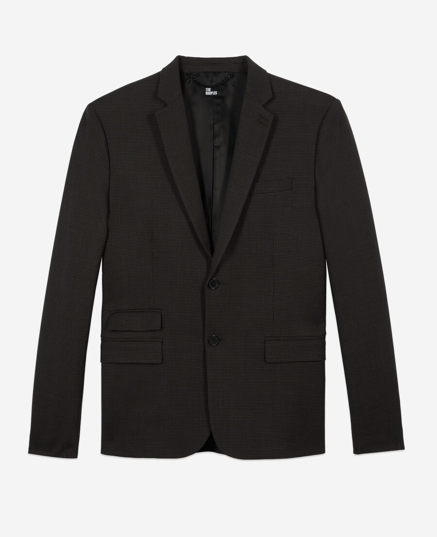 brown houndstooth wool suit jacket