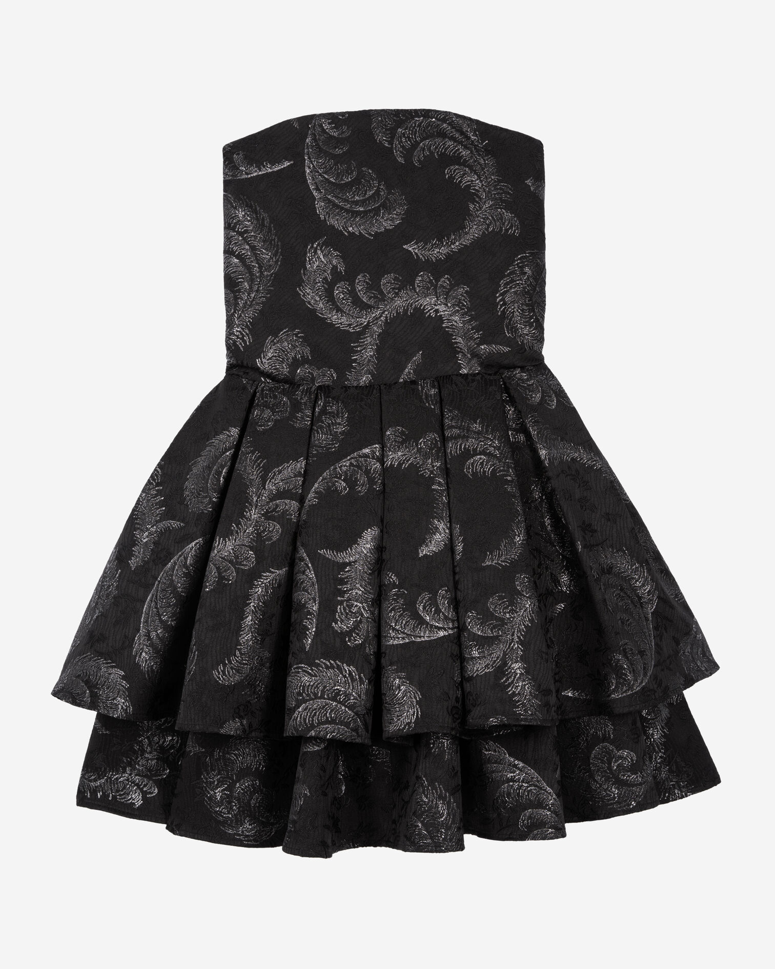 Vestido negro corto sin tirantes, BLACK / SILVER, hi-res image number null