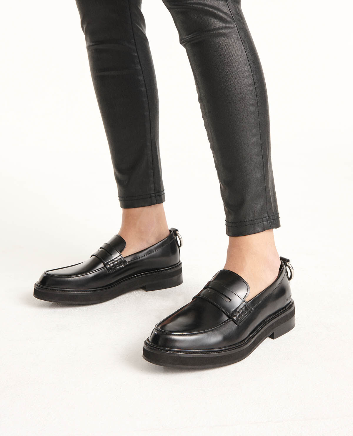 Glossy black loafers online