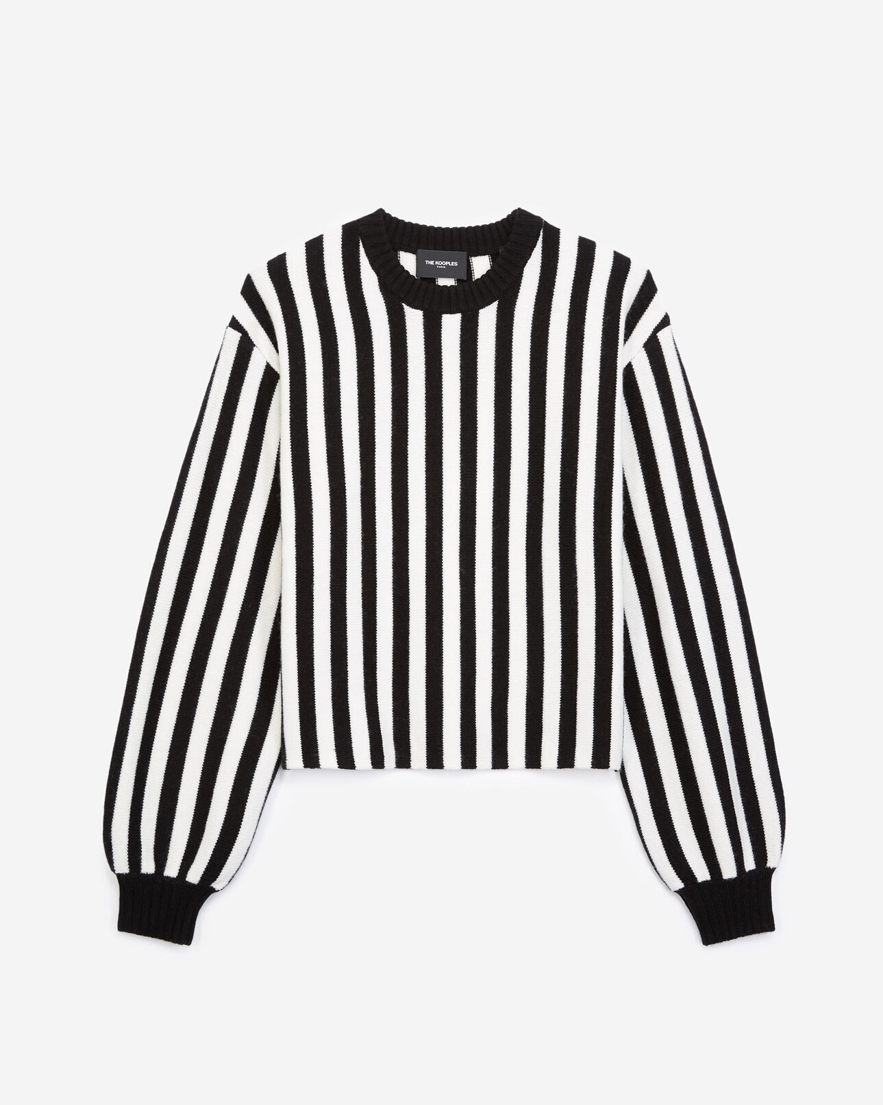 The Kooples FEMME BLACK pull col rond rayures noires
