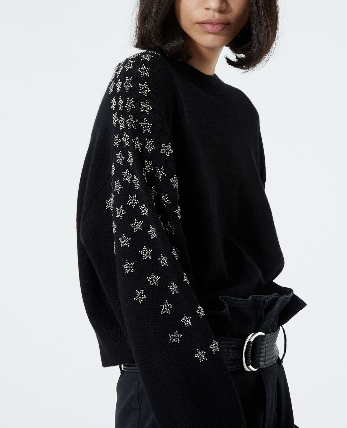 Black sweater with rhinestones discount