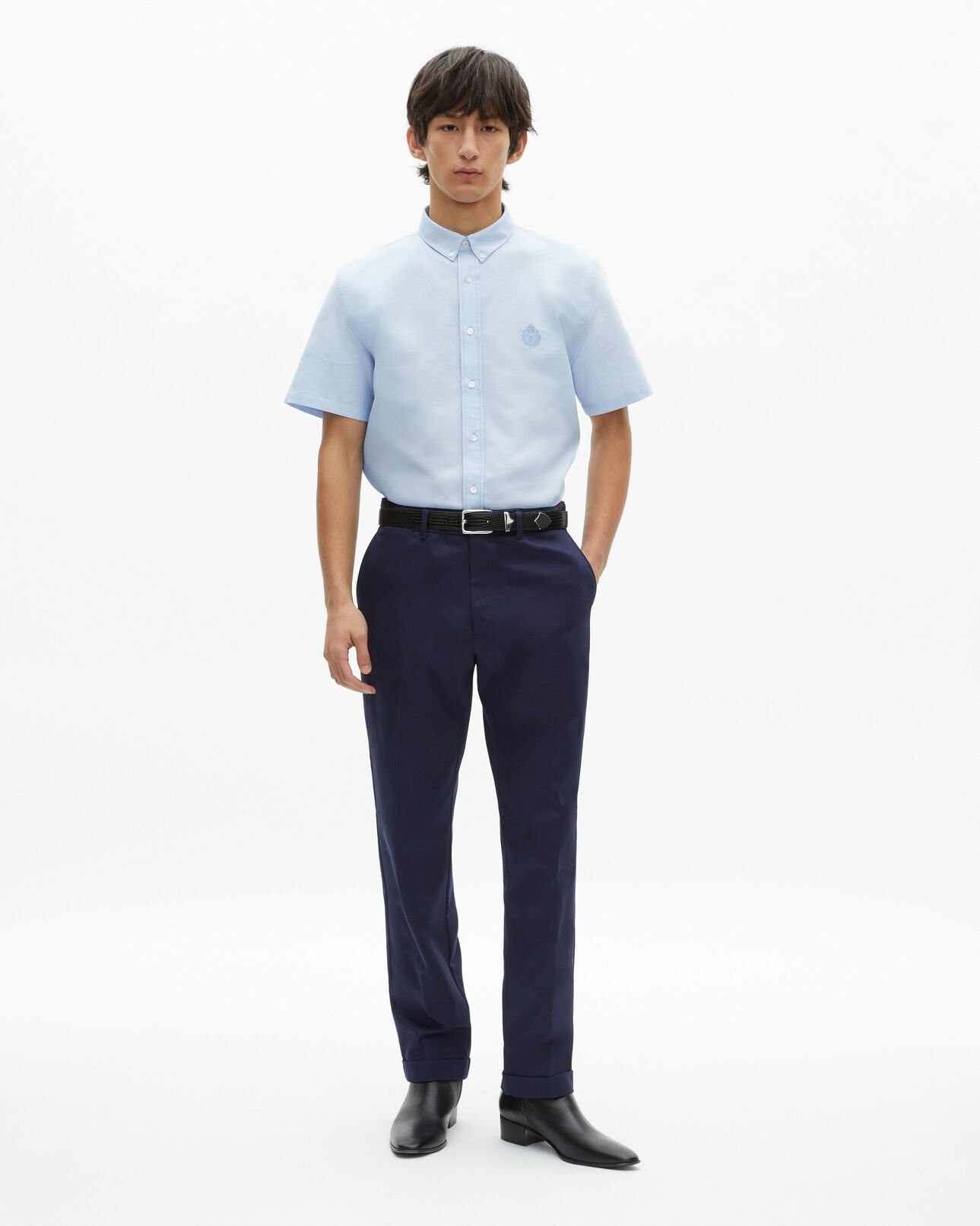 The Kooples MEN SKY short-sleeved shirt with blue crest
