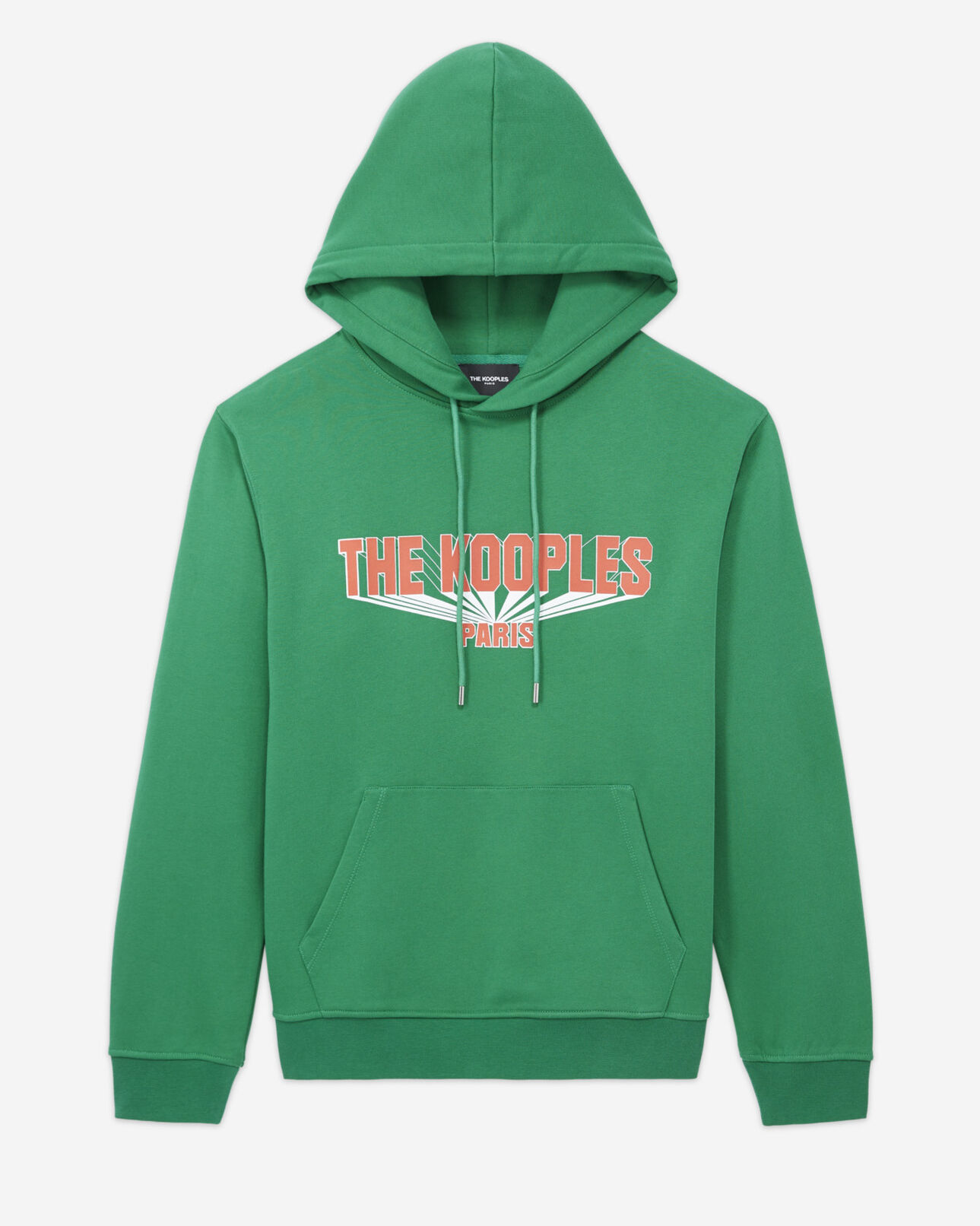 The Kooples HOMME GREEN sweat vert imprimé logo contrasté capuche