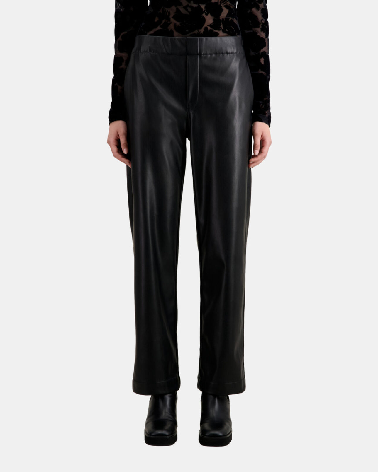 The Kooples DAMEN BLACK schwarze hose in lederoptik