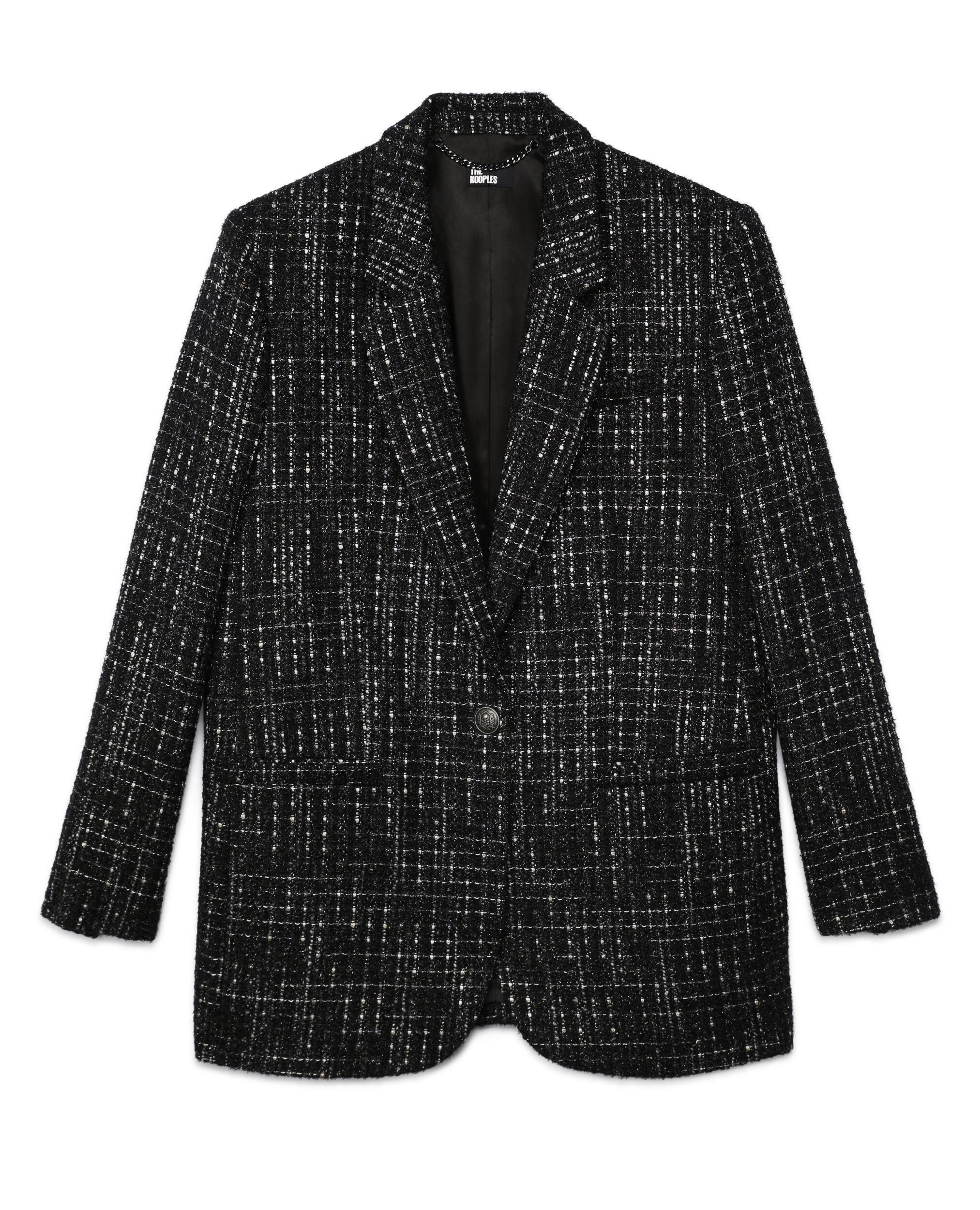 Black and white tweed suit jacket, BLACK WHITE, hi-res image number null