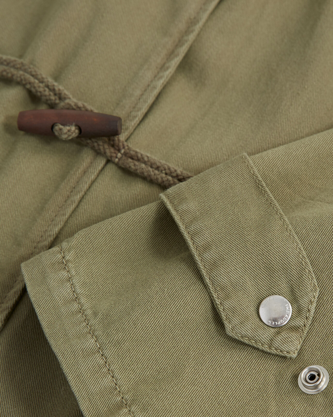 The Kooples WOMEN OLIVE khaki mid-length hooded denim parka