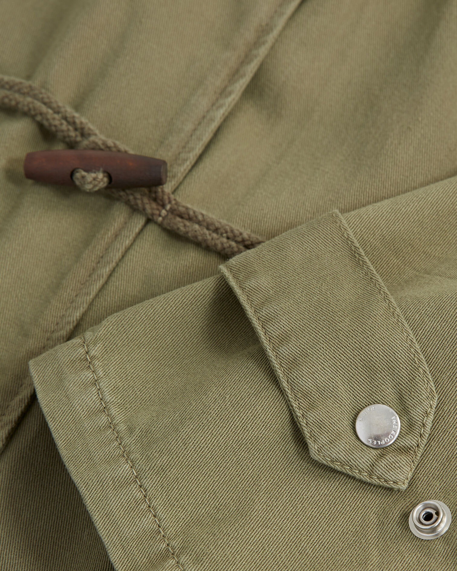 Khaki mid-length hooded denim parka, OLIVE, hi-res image number null