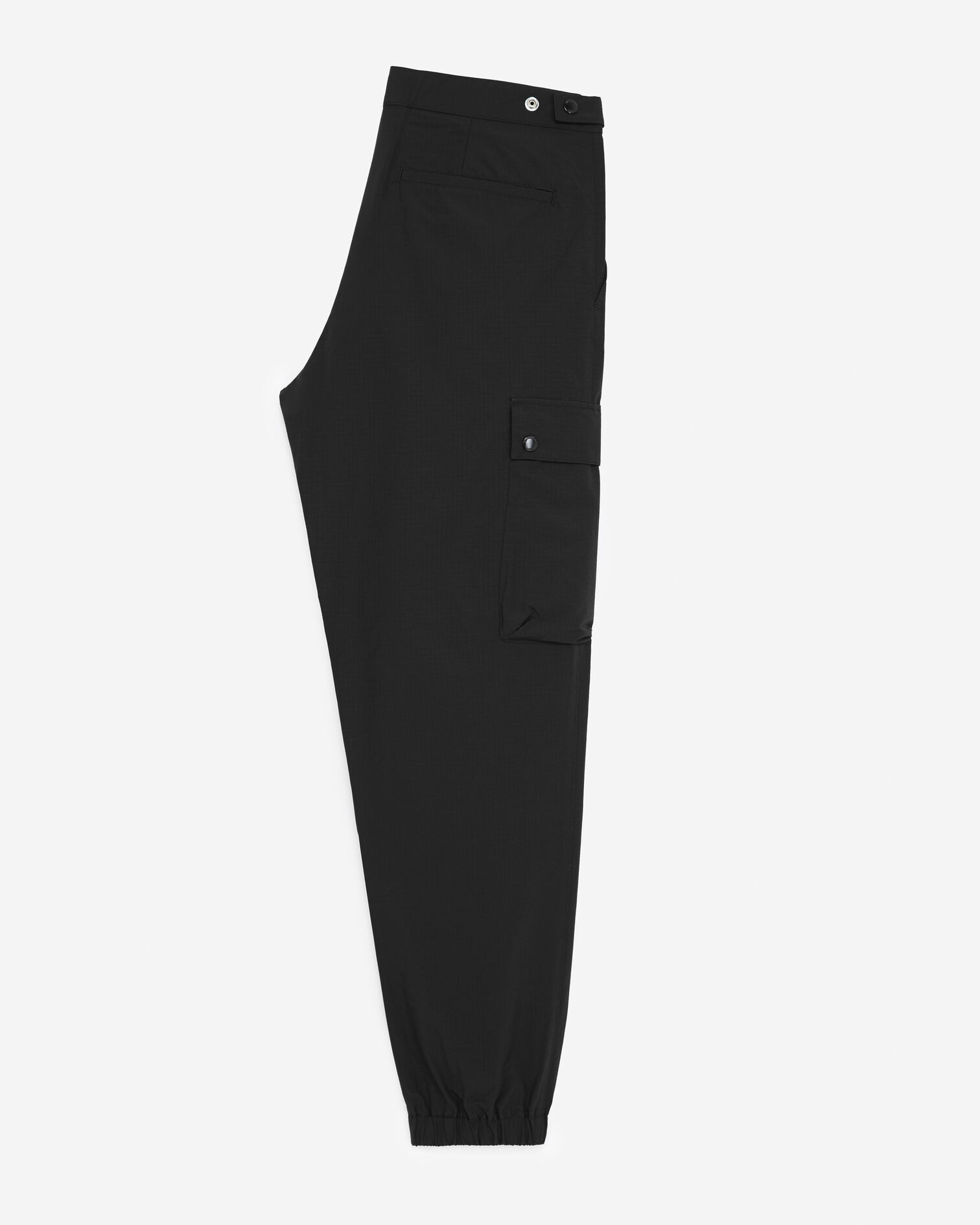 Black cargo pants in nylon with zipper, BLACK, hi-res image number null