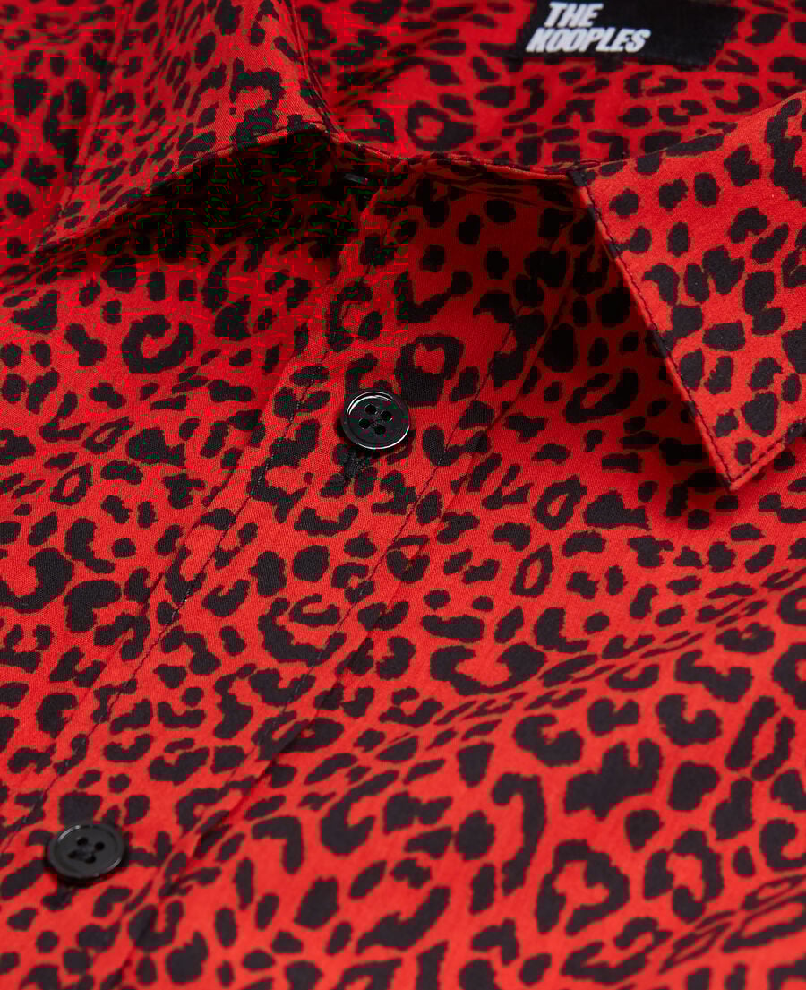 The Kooples H RED / BLACK red leopard print shirt with classic collar