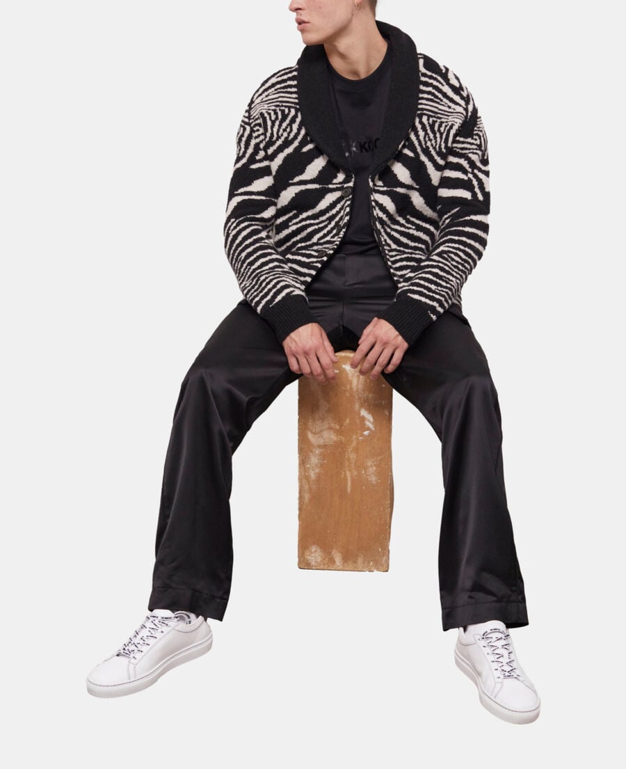 The Kooples HERREN BLACK WHITE wollpullover mit print