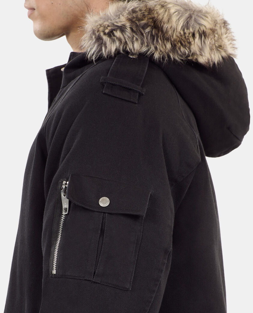 The Kooples HOMME BLACK parka à capuche noire