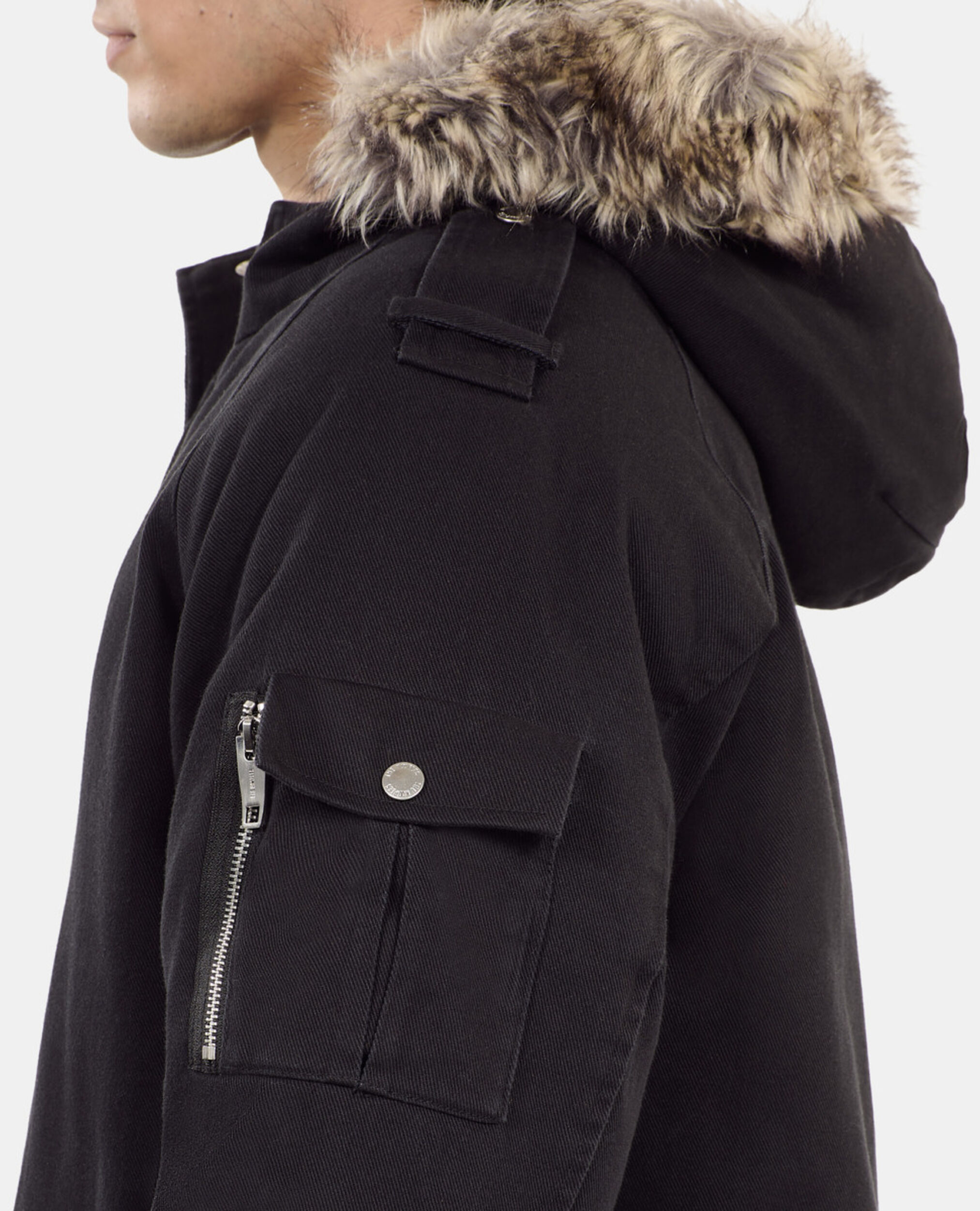 Schwarzer Parka mit Kapuze, BLACK, hi-res image number null