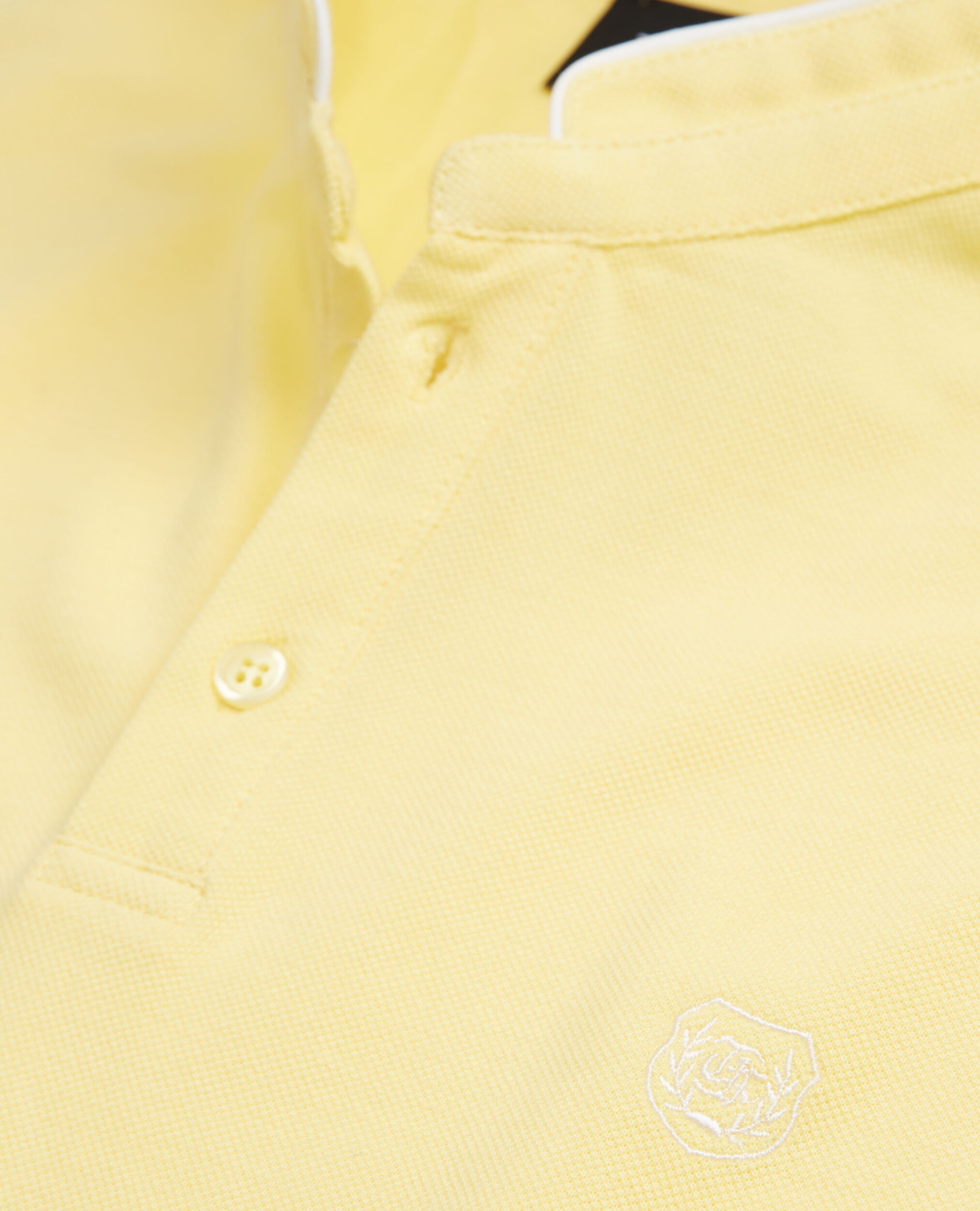 Camisa polo amarilla algodón Mao bordado, VERY LT YELLOW/BLANC, hi-res image number null
