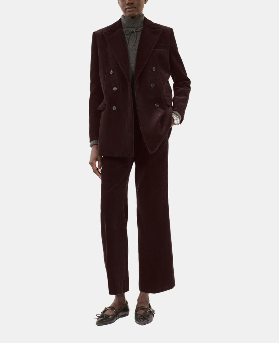 The Kooples FEMME BROWN veste tailleur en velours côtelé marron