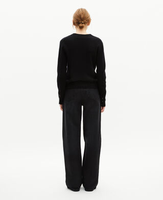 The Kooples DAMEN BLACK pullover mit v-ausschnitt aus merinowolle schwarz