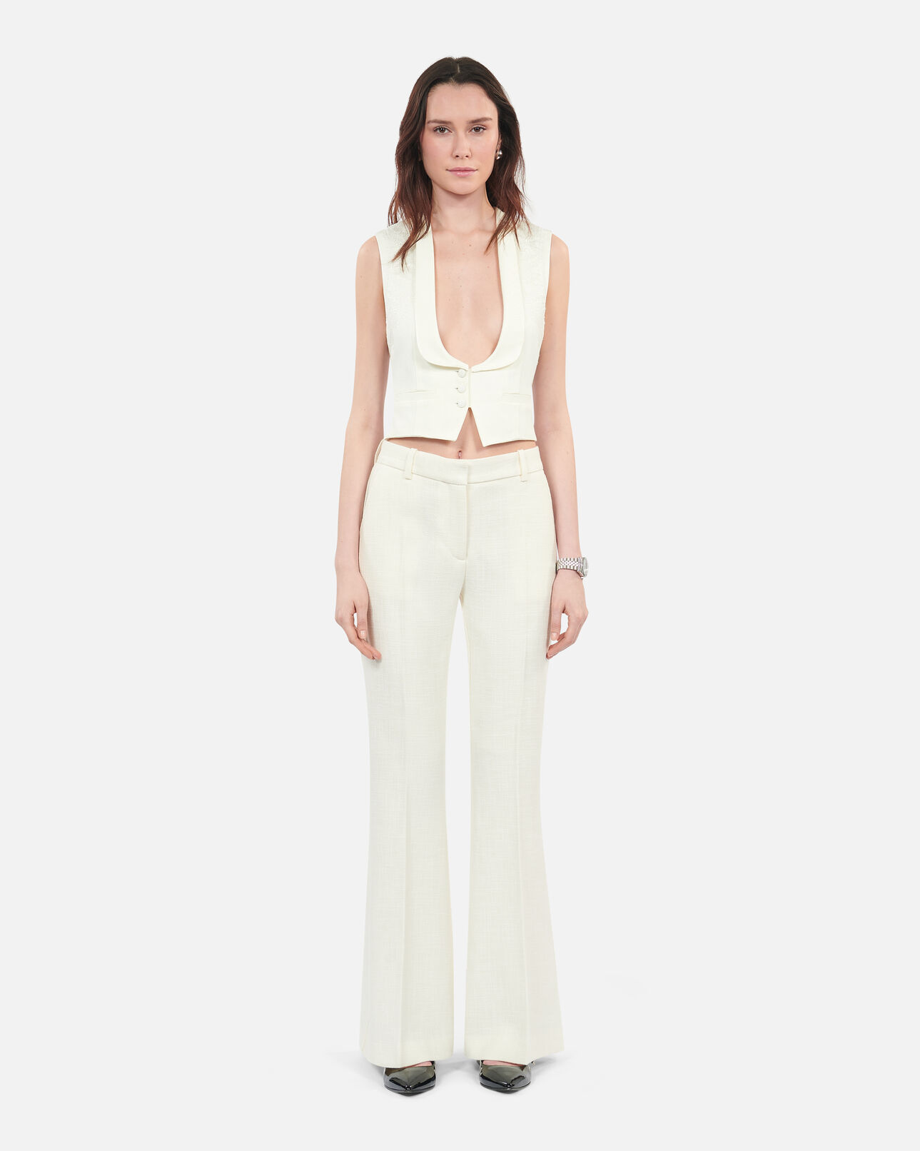 The Kooples FEMME ECRU gilet avec dentelle écru