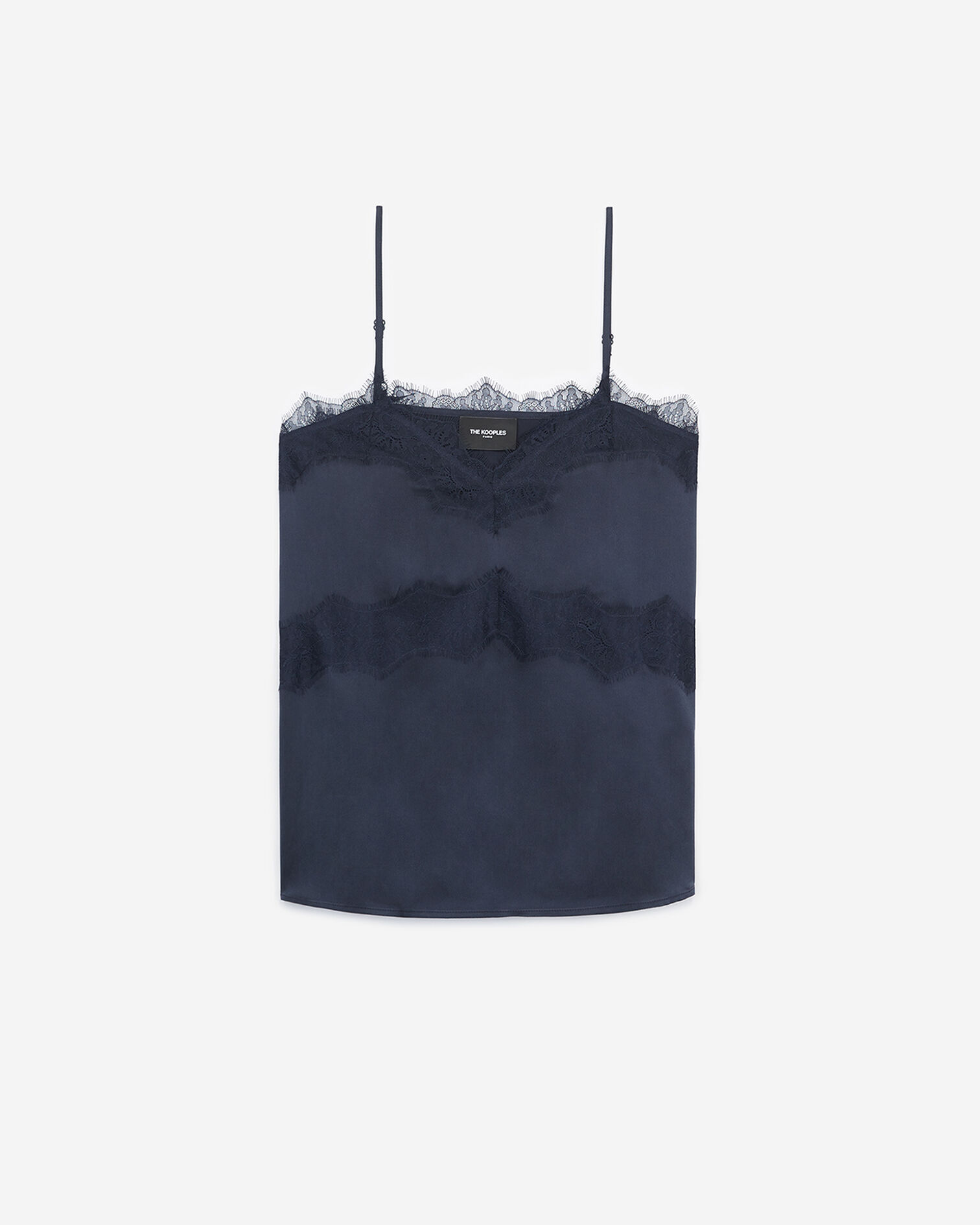 Caraco soie bleu dentelle, NAVY, hi-res image number null