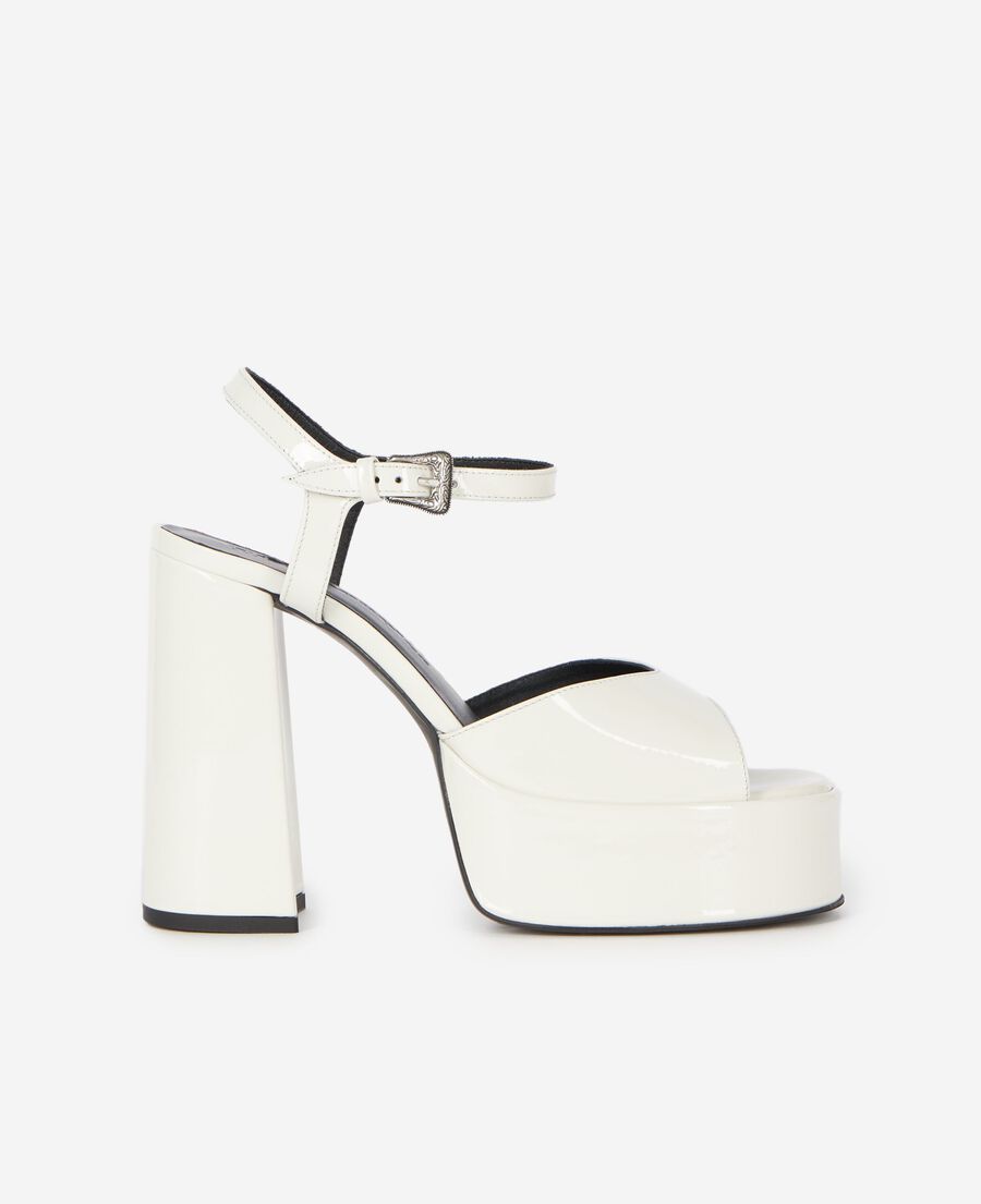 The Kooples WOMEN ECRU white patent leather heeled sandals