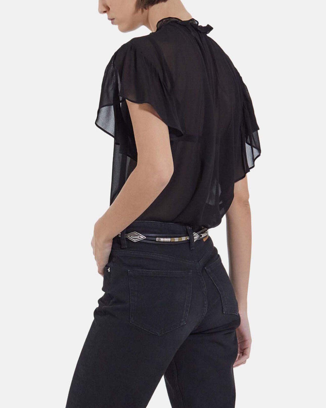 The Kooples FEMME BLACK blouse à volants