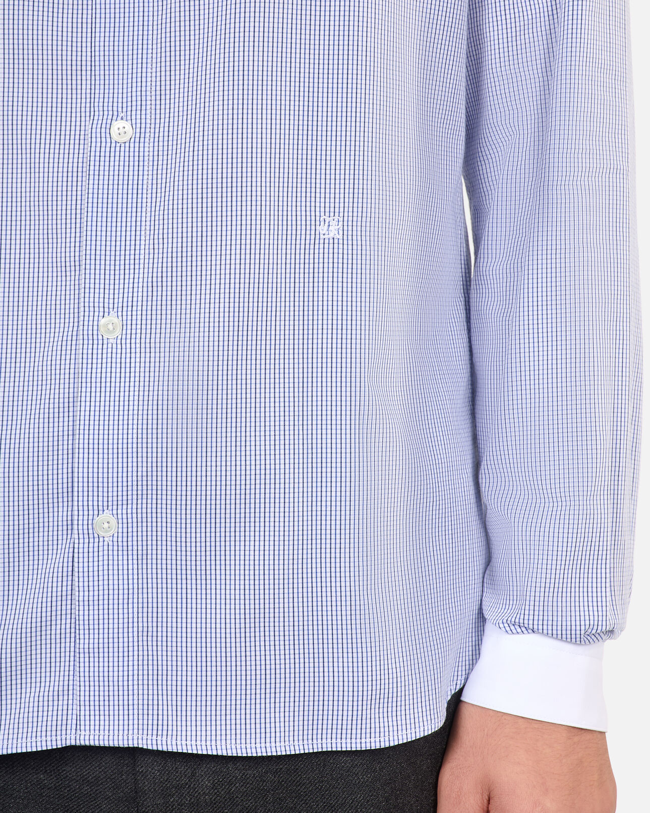 The Kooples MEN WHITE / BLUE blue and white checked formal shirt