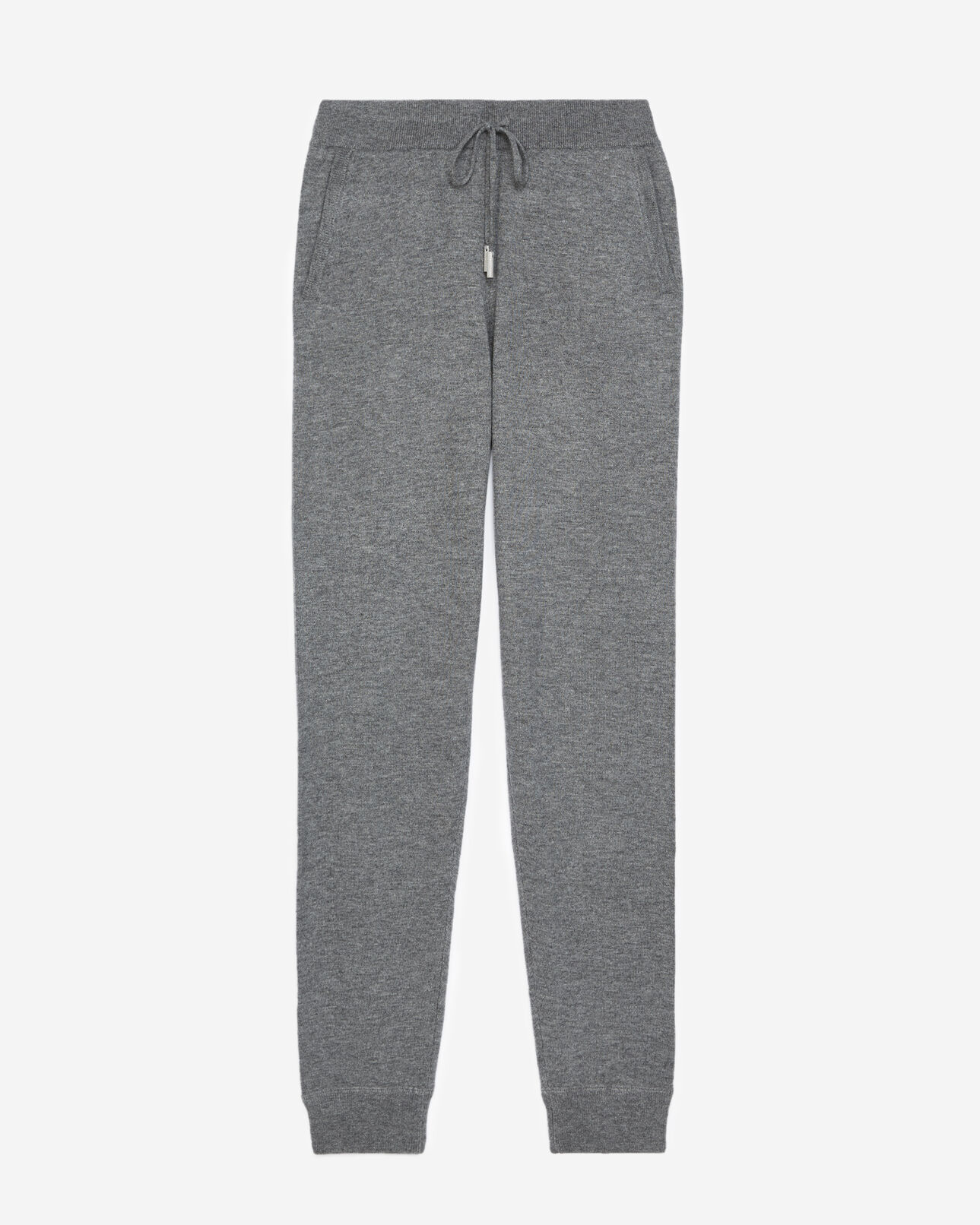 The Kooples WOMEN GREY MELANGE knit plain gray joggers