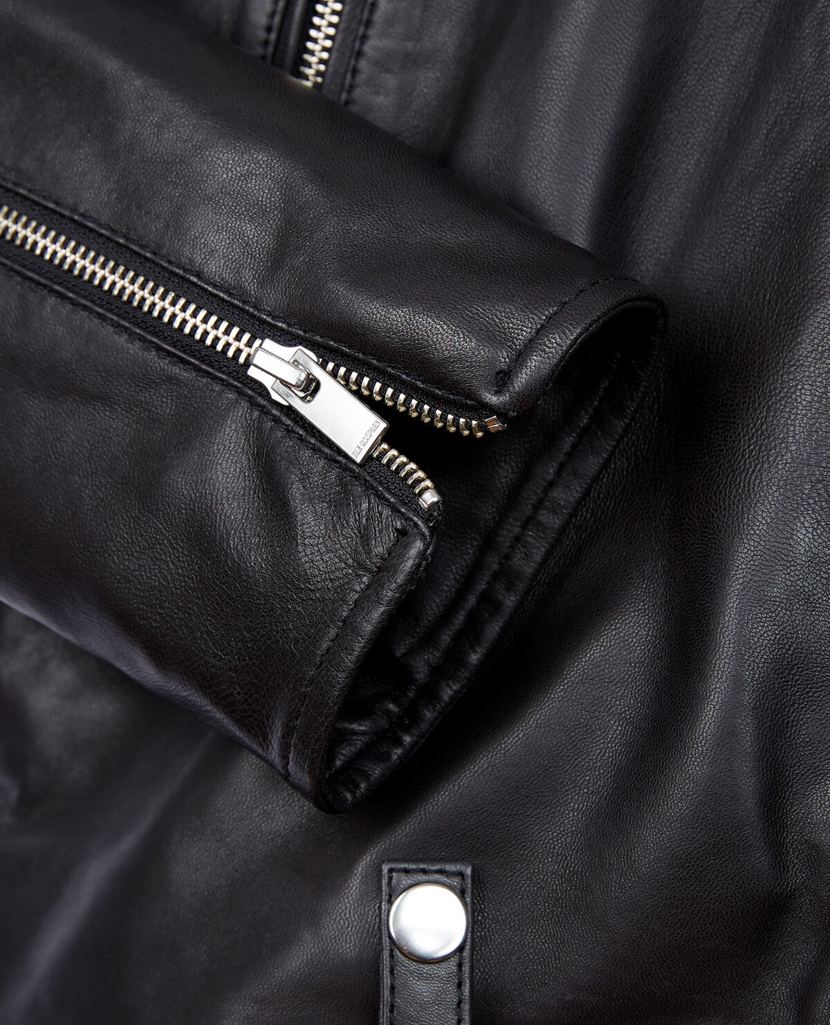 Zipped black leather biker jacket The Kooples US
