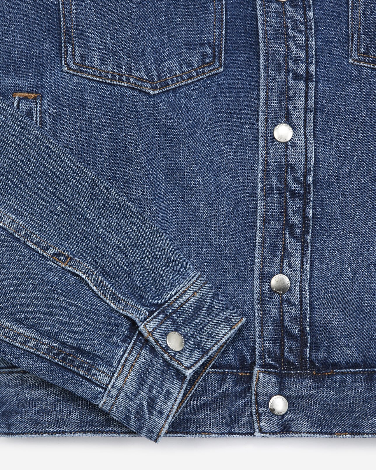 The Kooples MEN BLEU INDIGO blue denim jacket with press studs