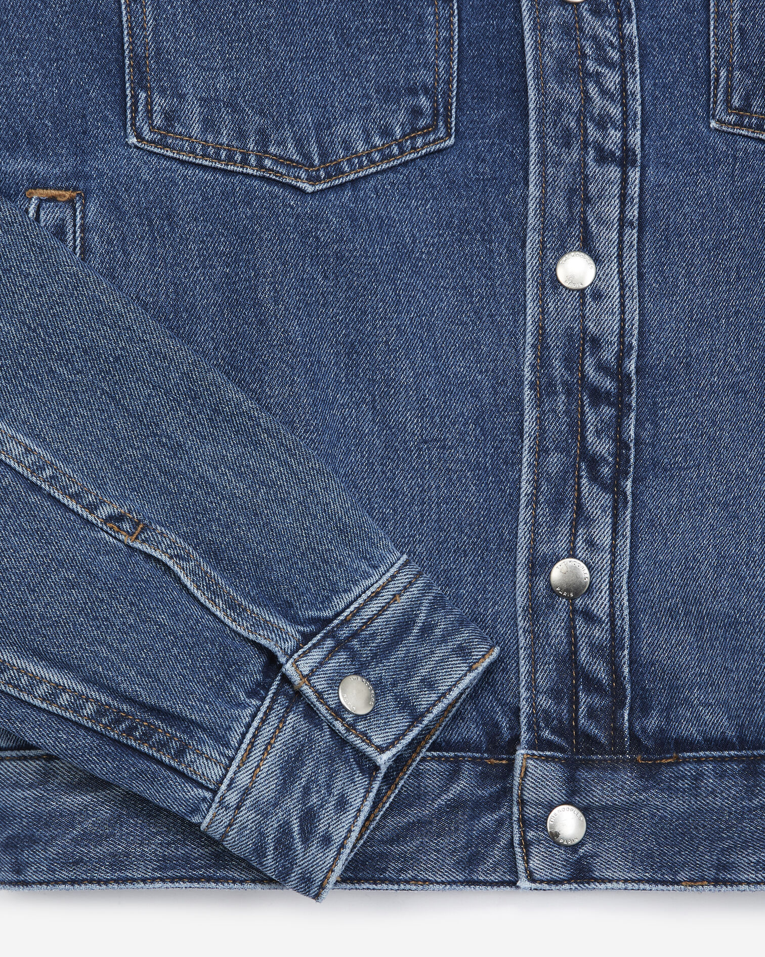 Blue denim jacket with press studs, BLEU INDIGO, hi-res image number null