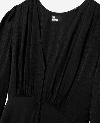 The Kooples FEMME BLACK robe longue en jacquard léopard noire