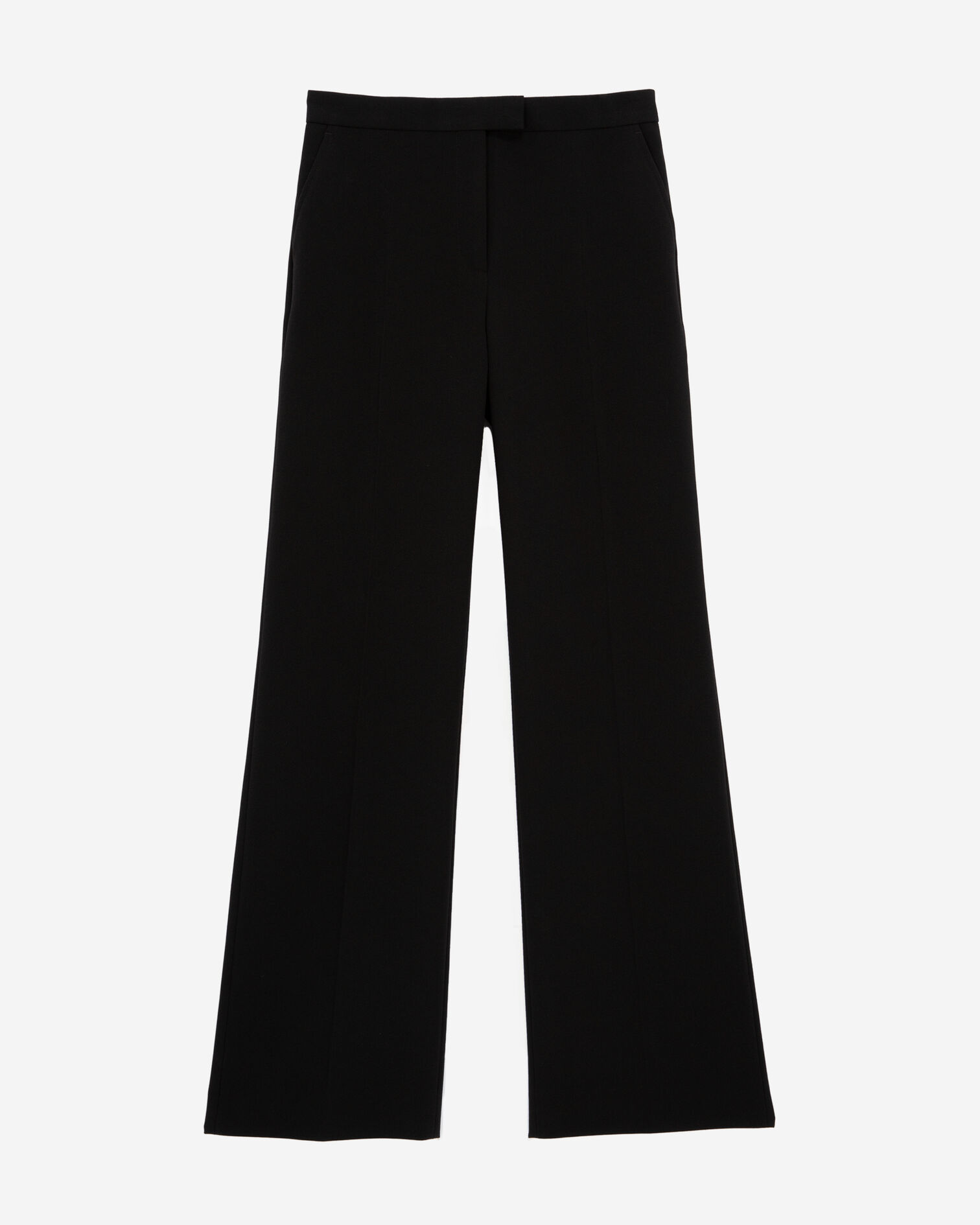 Black crêpe suit pants straight cut , BLACK, hi-res image number null