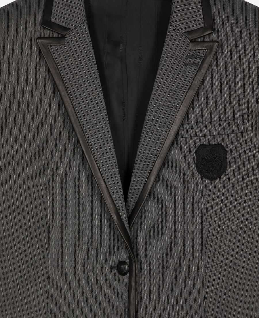 The Kooples FEMME DARK GREY veste à rayures en laine mélangée grise