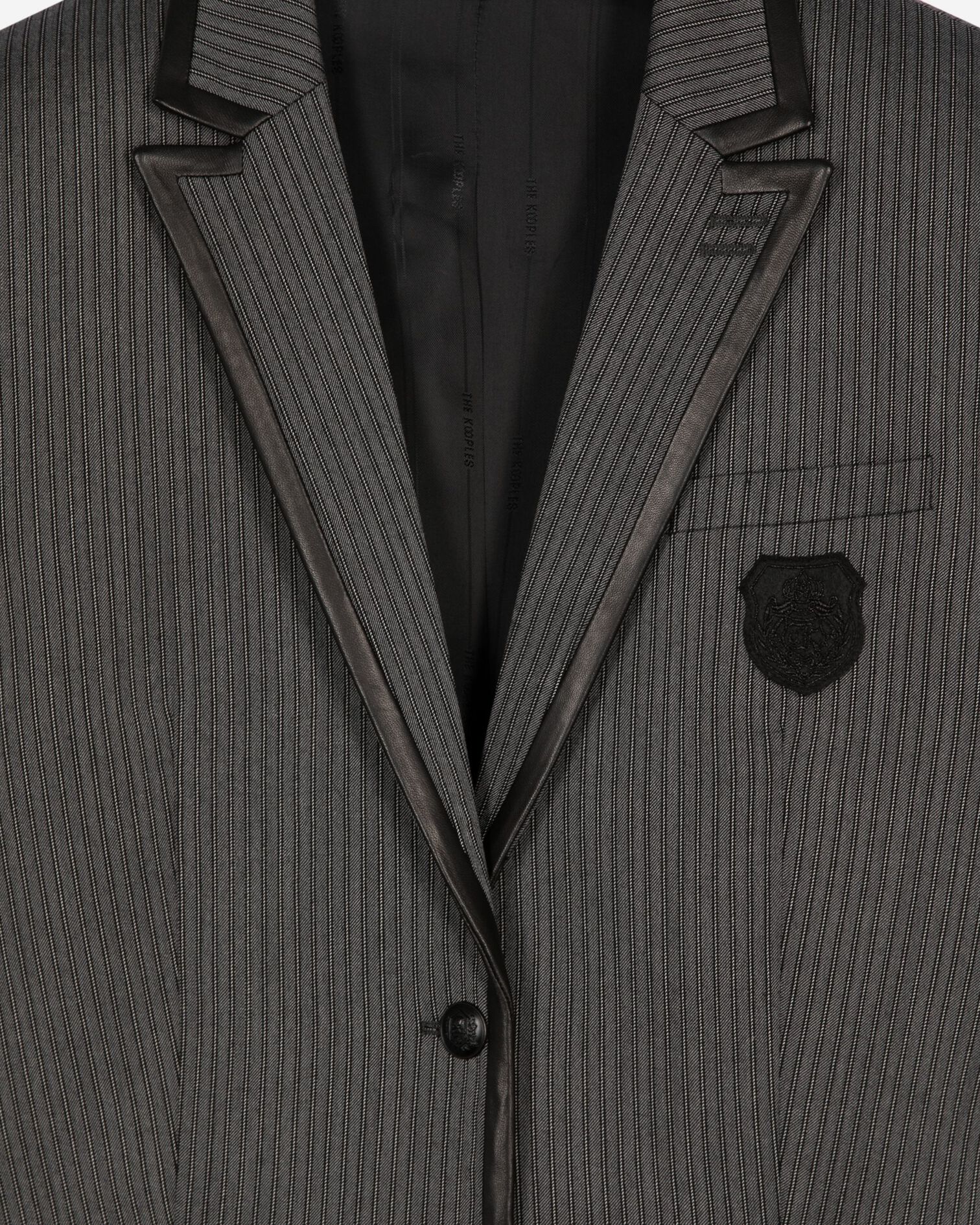 Gestreifte Jacke aus grauem Wollgemisch, DARK GREY, hi-res image number null