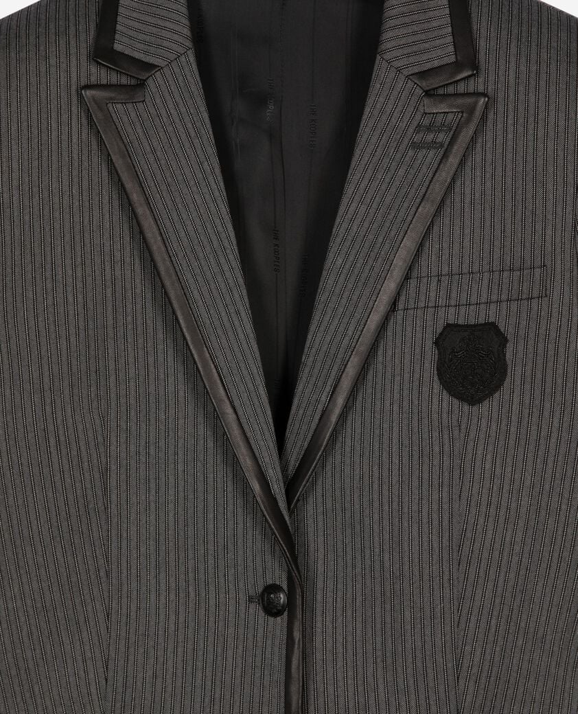The Kooples FEMME DARK GREY veste à rayures en laine mélangée grise