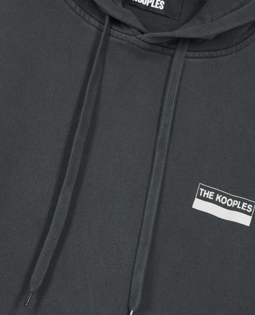 The Kooples HERREN BLACK WASHED schwarzes kapuzensweatshirt 100% wild