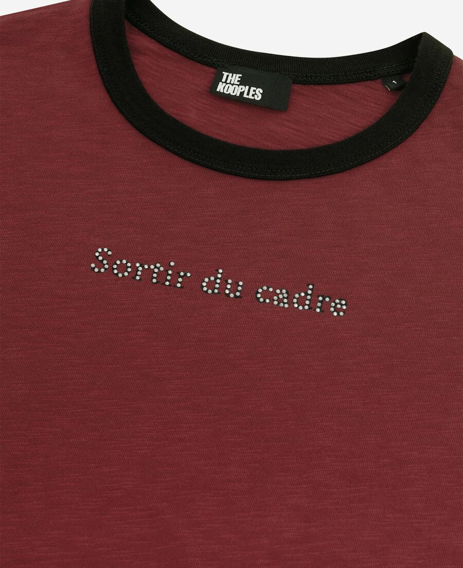 The Kooples FEMME WINE RED t-shirt avec s&eacute;rigraphie &agrave; strass rouge
