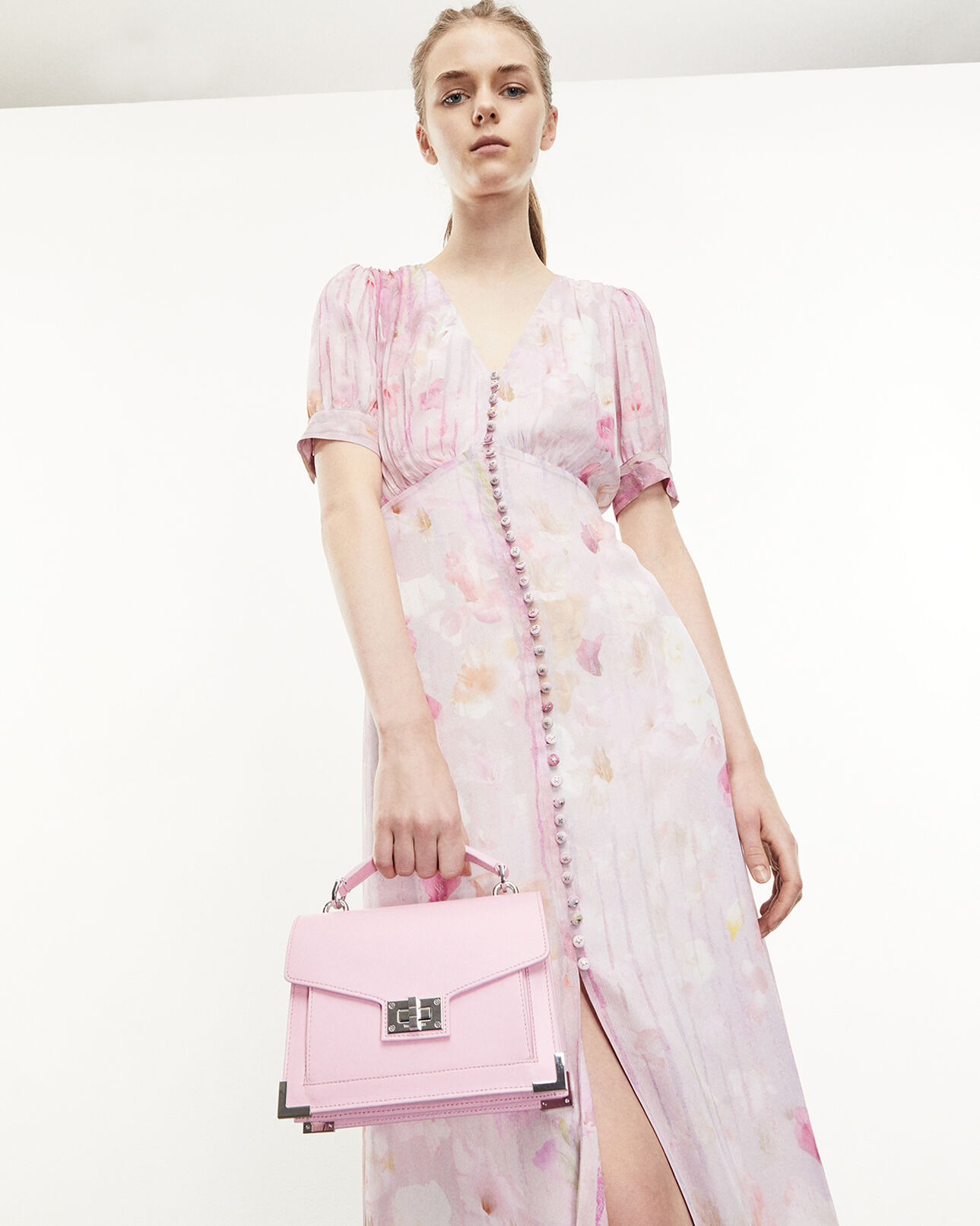 The Kooples FEMME PINK robe longue imprimée fleuri
