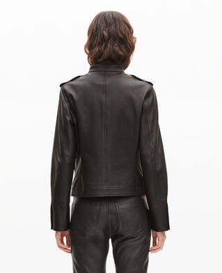 The Kooples FEMME BLACK blouson en cuir style officier noir