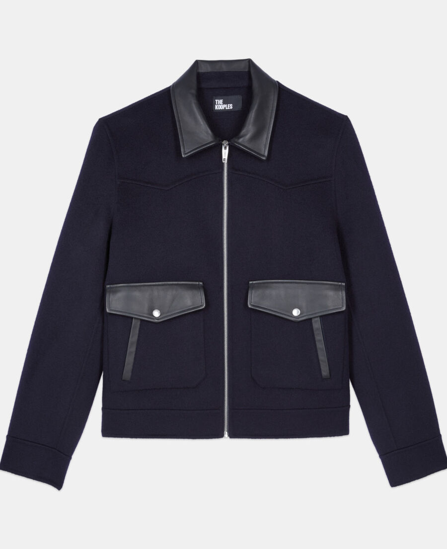 The Kooples MEN NAVY navy blue double-faced wool jacket