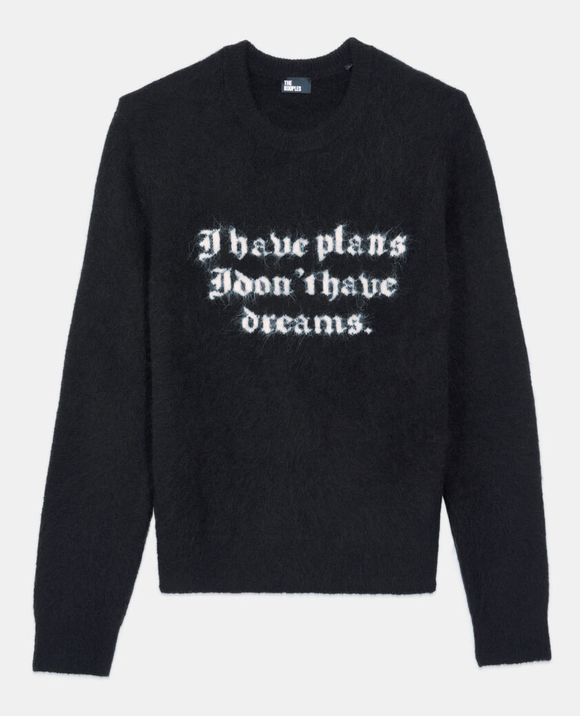 The Kooples HERREN BLACK / WHITE schwarzer pullover aus alpakawolle