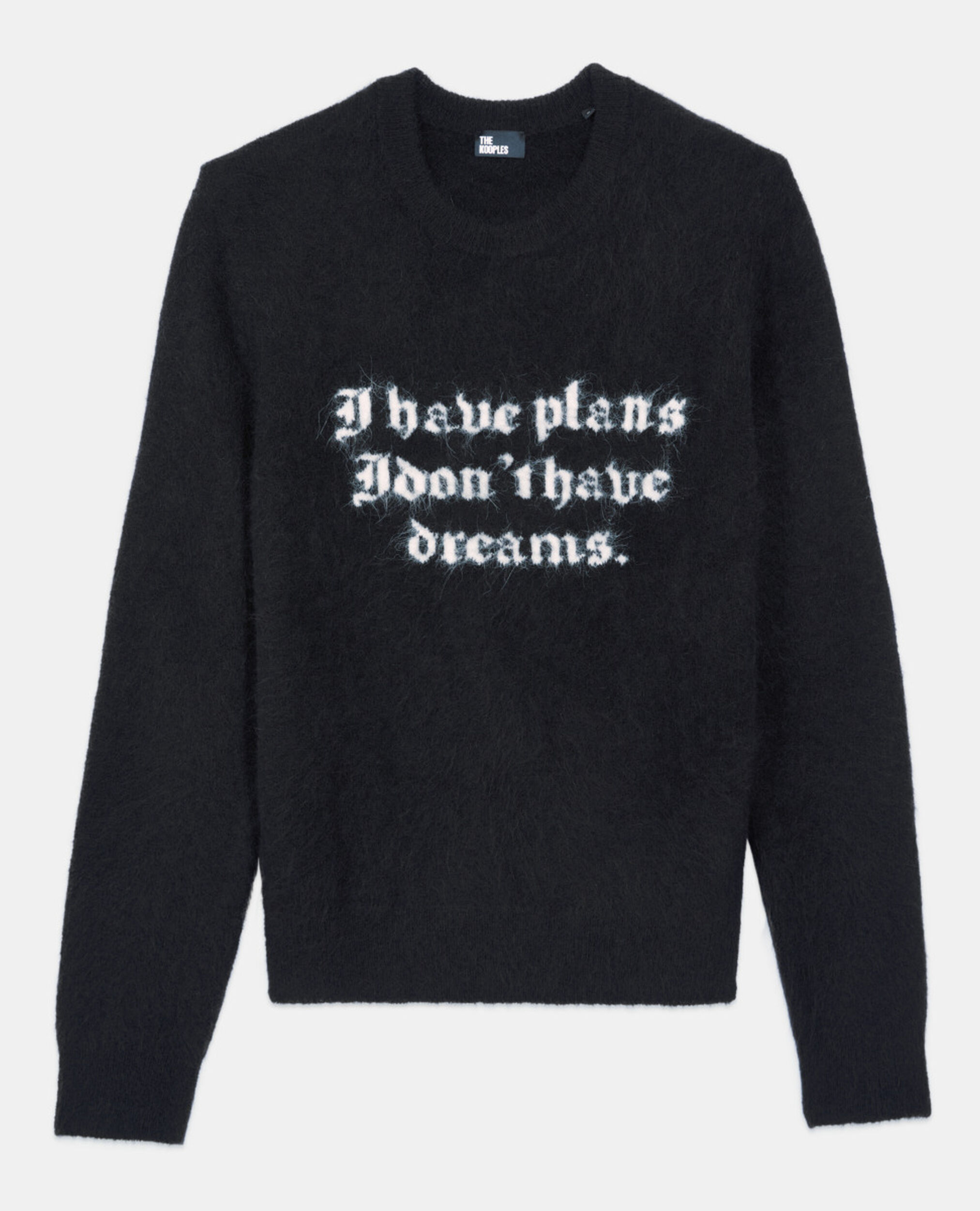 Black alpaca sweater, BLACK / WHITE, hi-res image number null