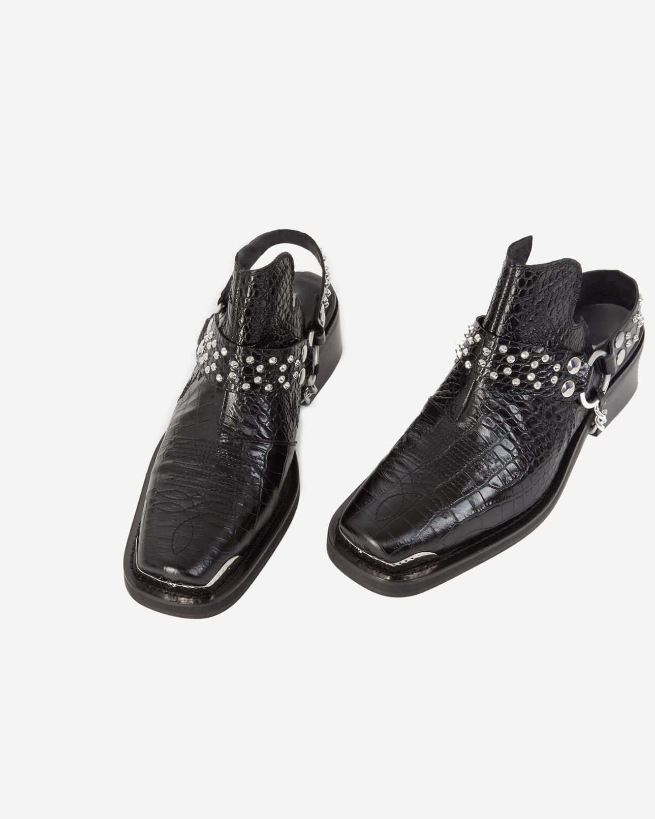 The Kooples FEMME BLACK mules cuir noires détail western amovible